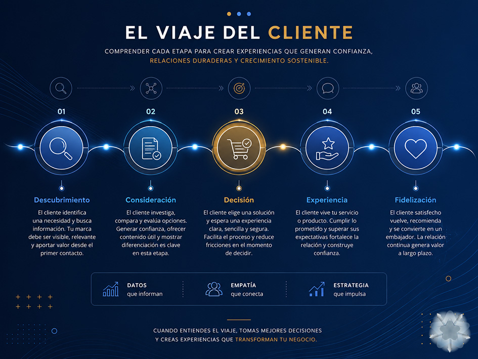 Mapa visual del viaje del cliente aplicado a una estrategia de customer journey marketing