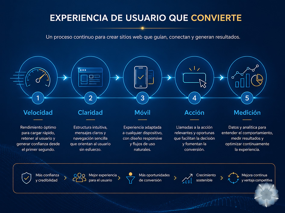 Infografía sobre el proceso de optimización de la experiencia del usuario web orientada a conversión