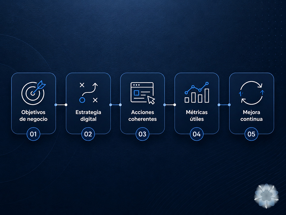 Infografía sobre cómo alinear la estrategia digital con los objetivos de negocio