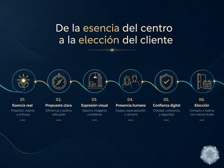 Recorrido estratégico desde la esencia de un centro de bienestar hasta la confianza, la reserva y la experiencia coherente del cliente